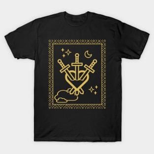 Tarot Card - Three of Swords - Gold T-Shirt